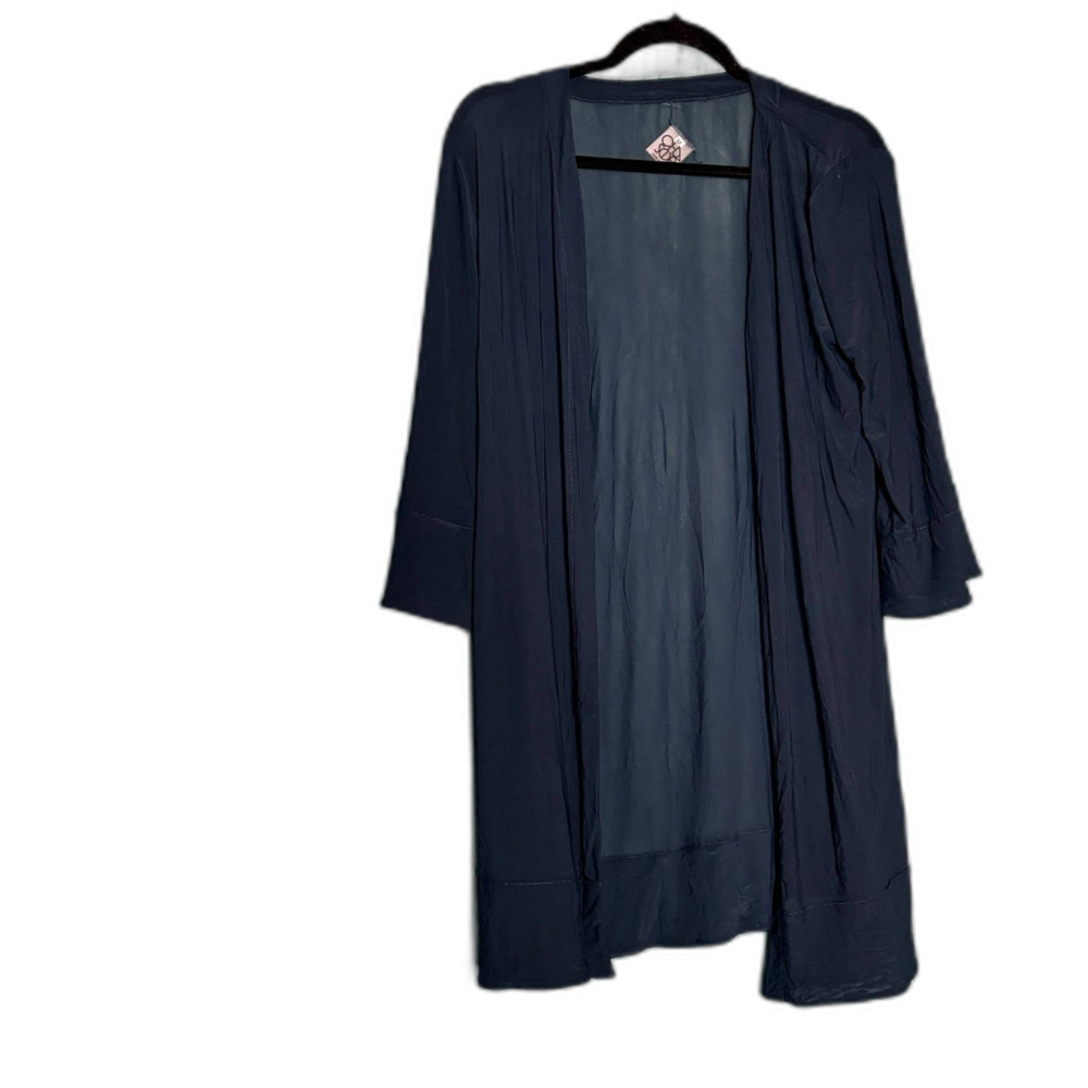 Chaser NWOT Navy Mesh Open Front Cardigan Cover Up Medium